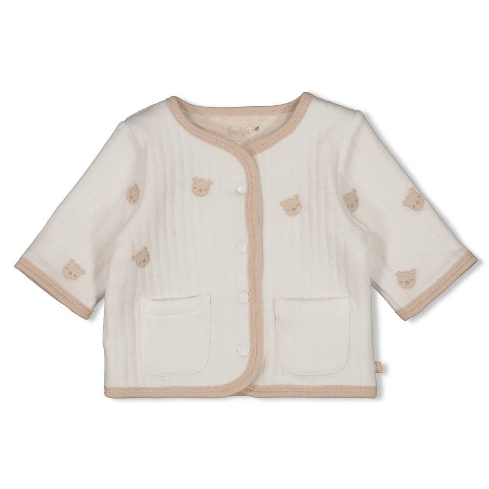 Feetje Omkeerbaar jasje AO embroidery - Honey Bear Offwhite