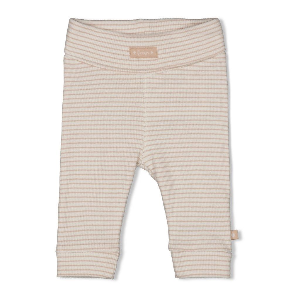 Feetje Broek rib met streep - Honey Bear Zand