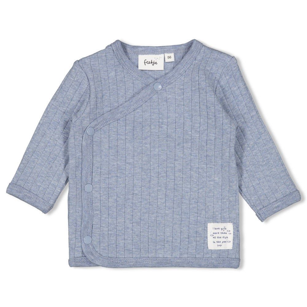 Feetje Overslagshirt rib - Blue Ocean Blauw melange