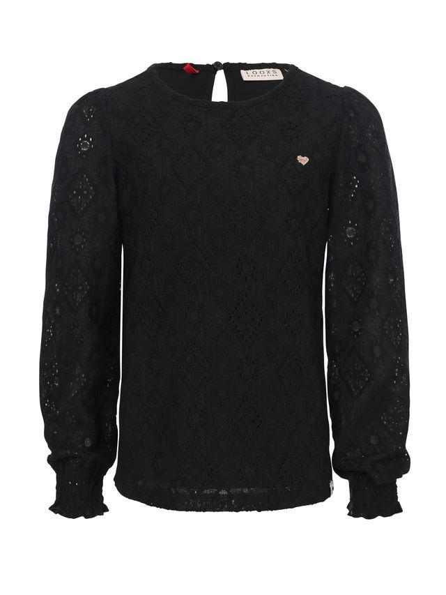 LOOXS Little Little fancy lace top Pebble black