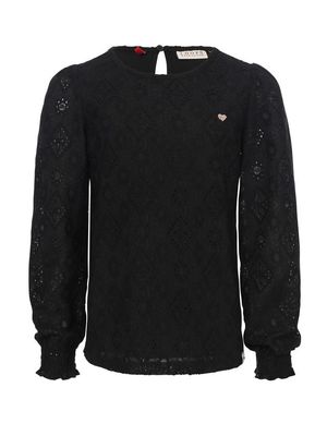 LOOXS Little Little fancy lace top Pebble black