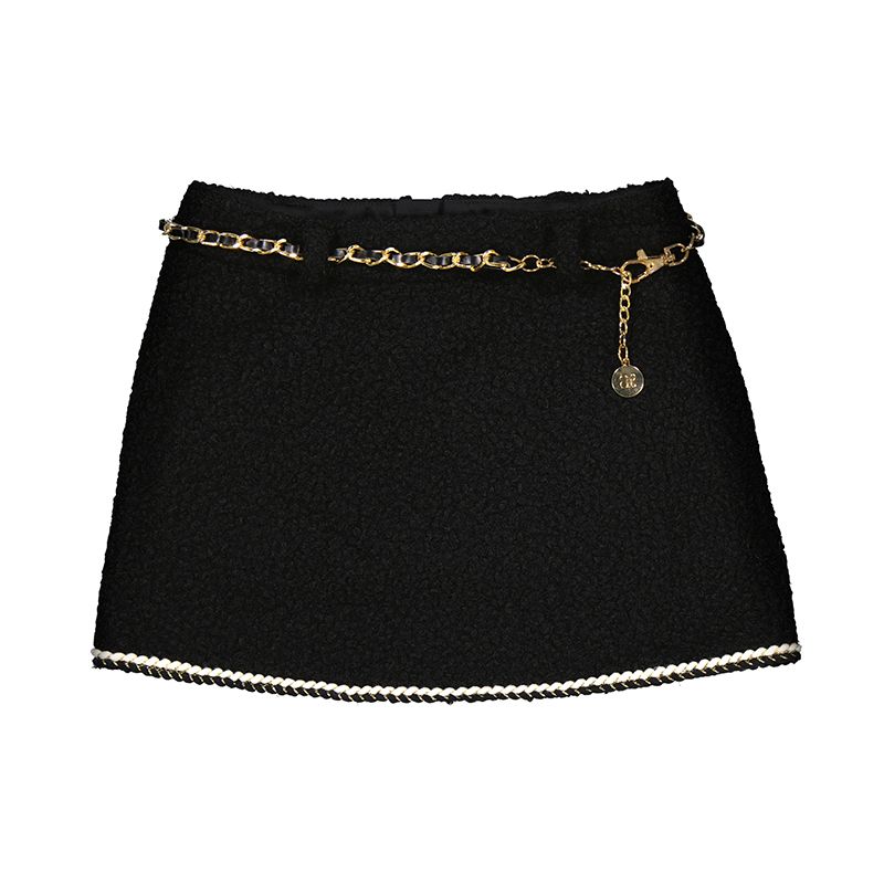 Abel &amp; Lula Lamb wool skirt with belt     Zwart