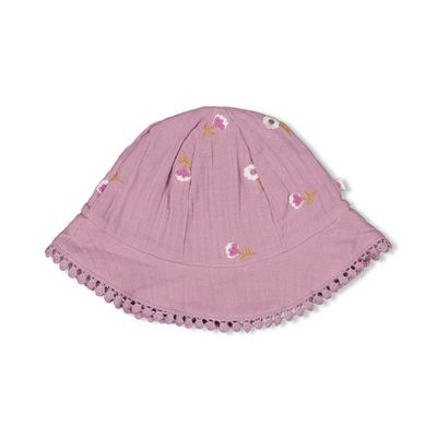 Feetje Zonnehoed mousseline AO embroidery - Flower Ranch Violet