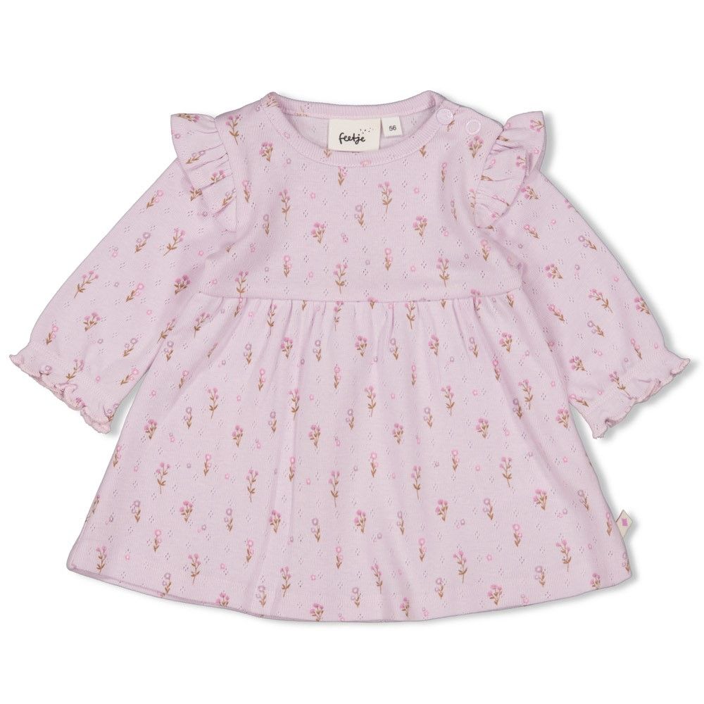 Feetje Jurk pointelle rib AOP - Flower Ranch Lila