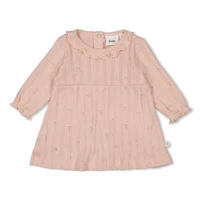 Feetje Jurk pointelle rib AOP - Delicate Flower l.Roze