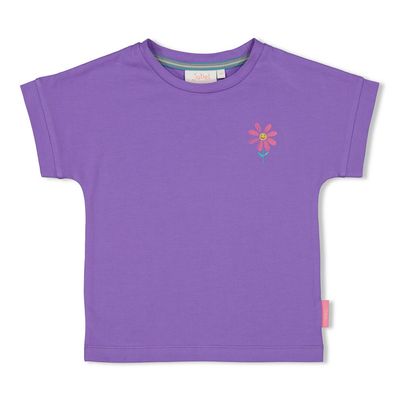 Jubel T-shirt met backprint - Rolling in to Spring Paars