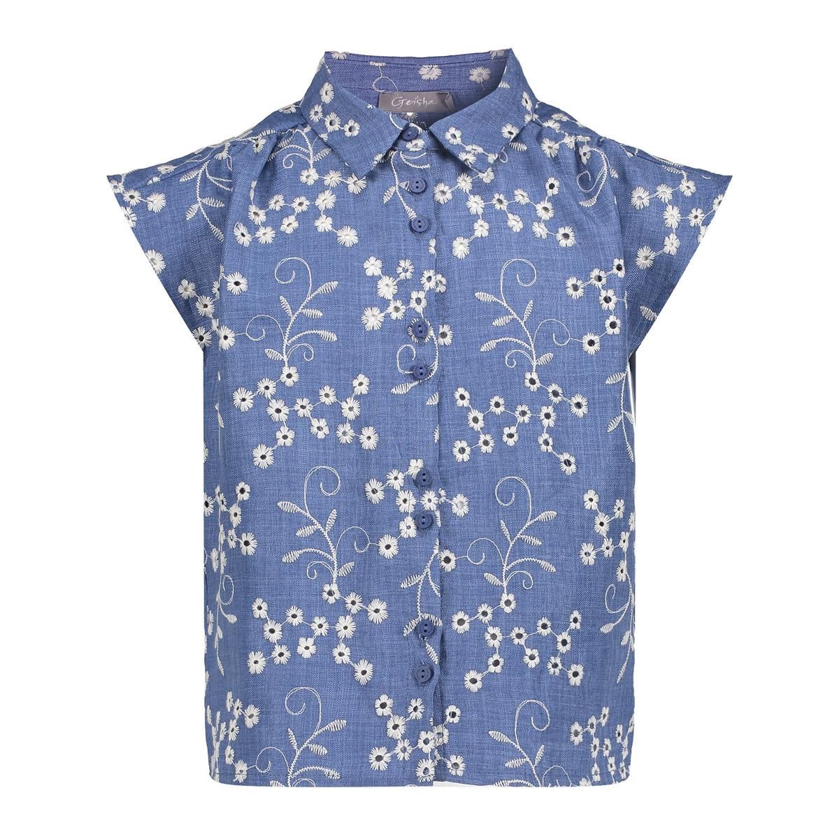 Geisha Blouse broderie  63270K-20 000718 - ecru/chambray