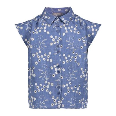 Geisha Blouse broderie  63270K-20 000718 - ecru/chambray