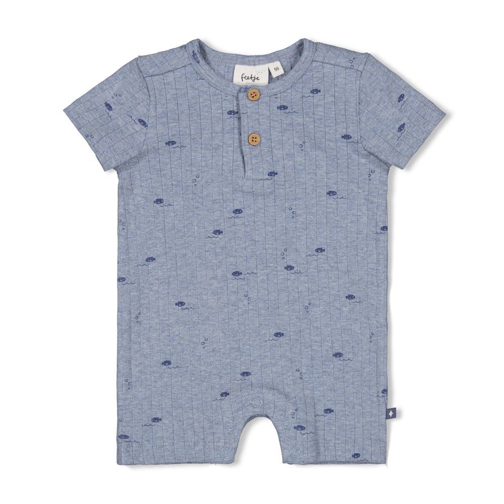Feetje Kort pakje rib AOP - Blue Ocean Blauw melange