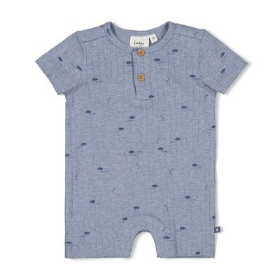 Feetje Kort pakje rib AOP - Blue Ocean Blauw melange