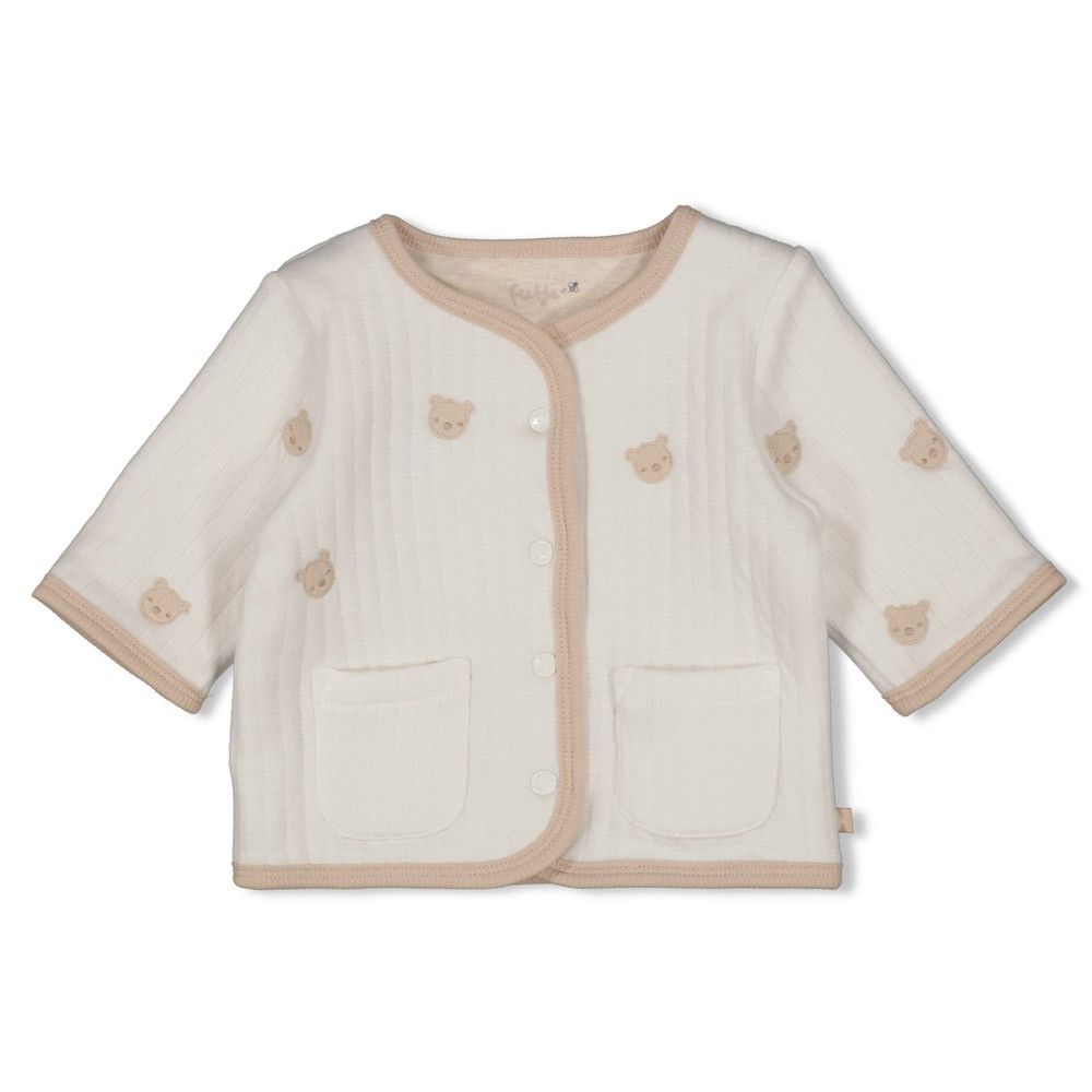 Feetje Omkeerbaar jasje AO embroidery - Honey Bear Offwhite