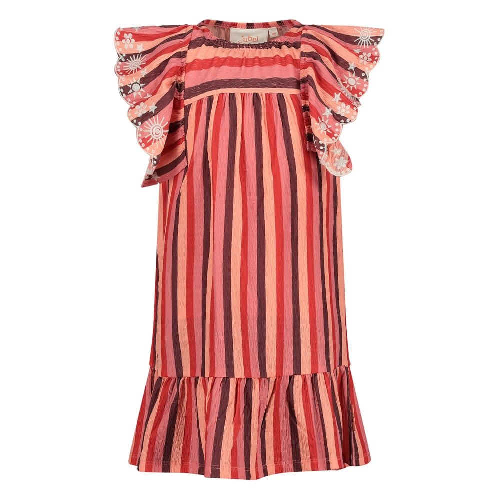 Jubel Jurk streep seersucker - Salsa Sunset Zalm