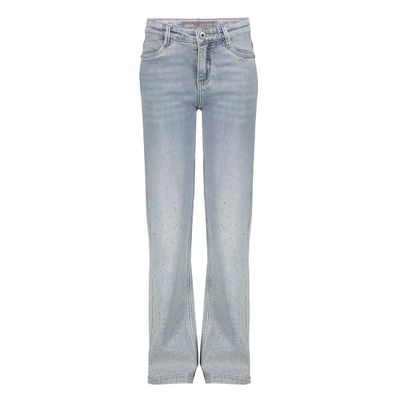 Geisha Jeans wide leg + rhinestones  61033K-10 000830 - bleached denim