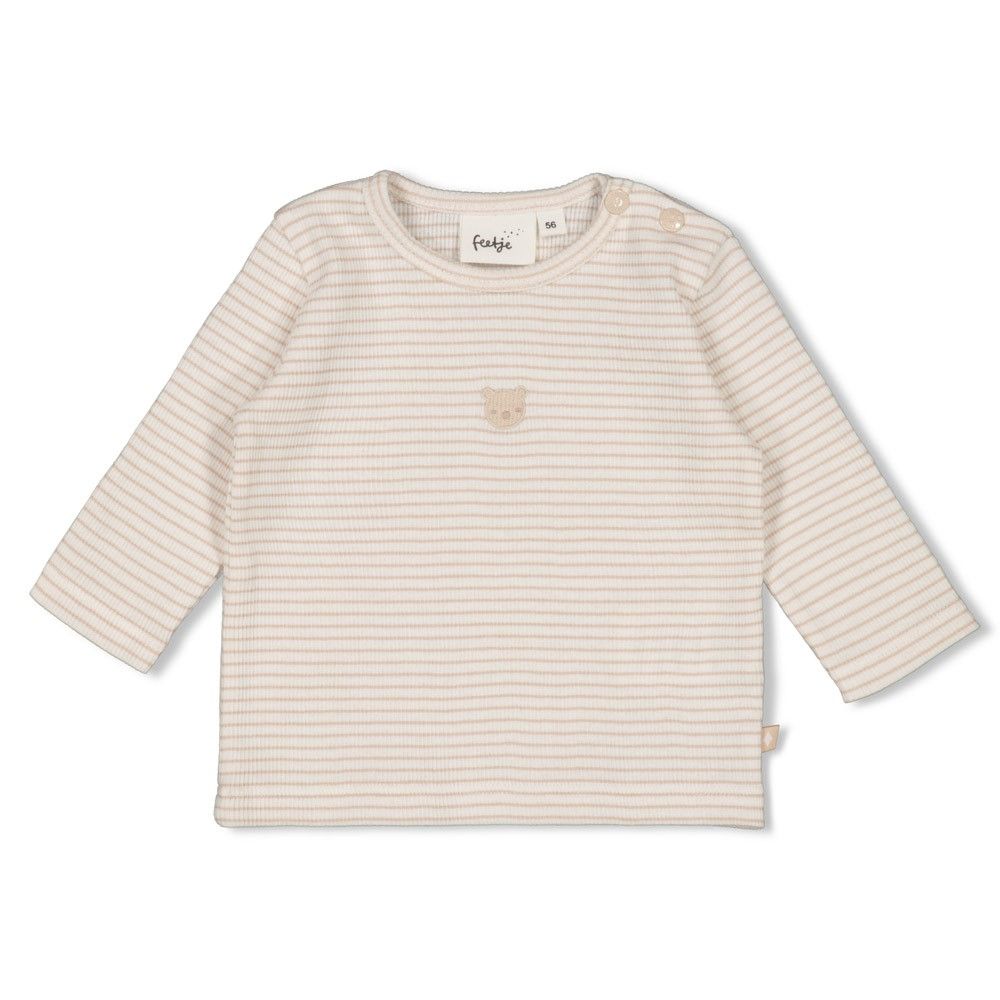 Feetje Longsleeve rib met streep - Honey Bear Zand