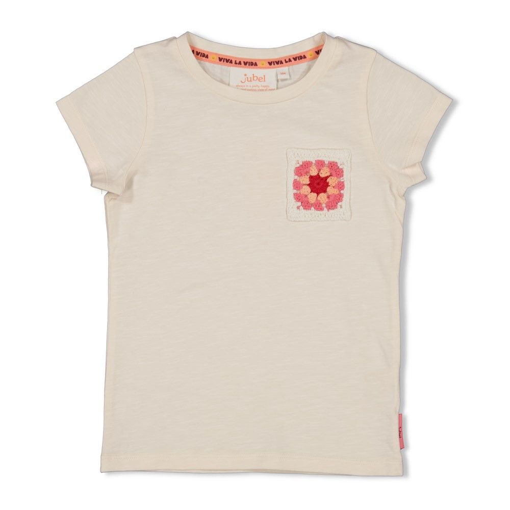 Jubel T-shirt met crochet zakje - Salsa Sunset Offwhite