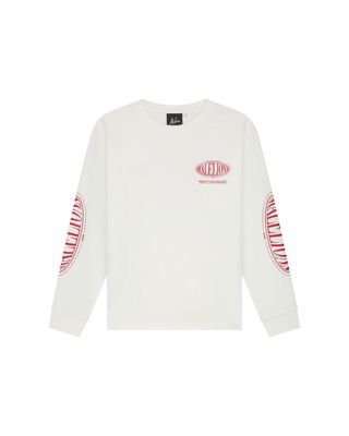 Malelions Junior Relaxed Lifestyle Longsleeve T-Shirt Off-White/Red