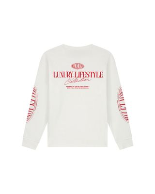Malelions Junior Relaxed Lifestyle Longsleeve T-Shirt Off-White/Red