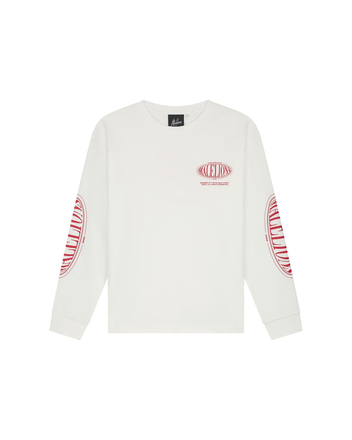 Malelions Junior Relaxed Lifestyle Longsleeve T-Shirt Off-White/Red