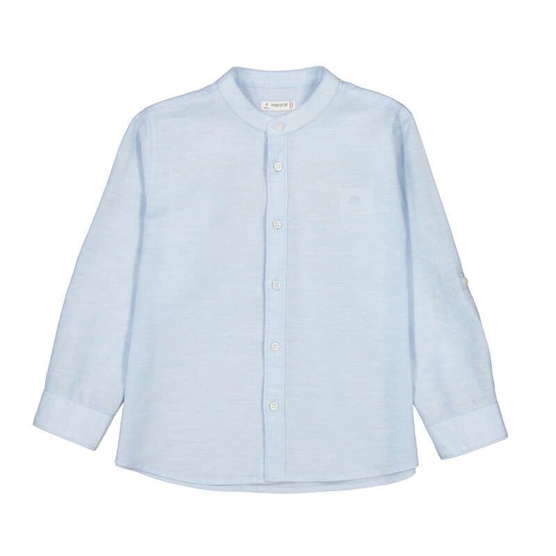 Mayoral L/s mao collar linen shirt    Sky blue   3118