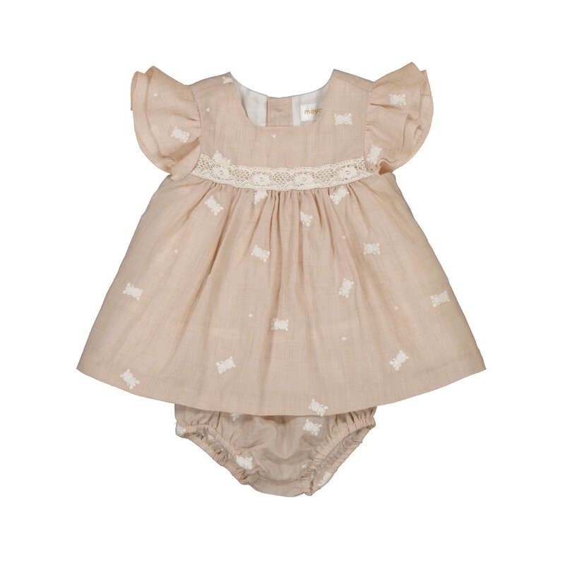 Mayoral Embroidered dress             Wheat      1802