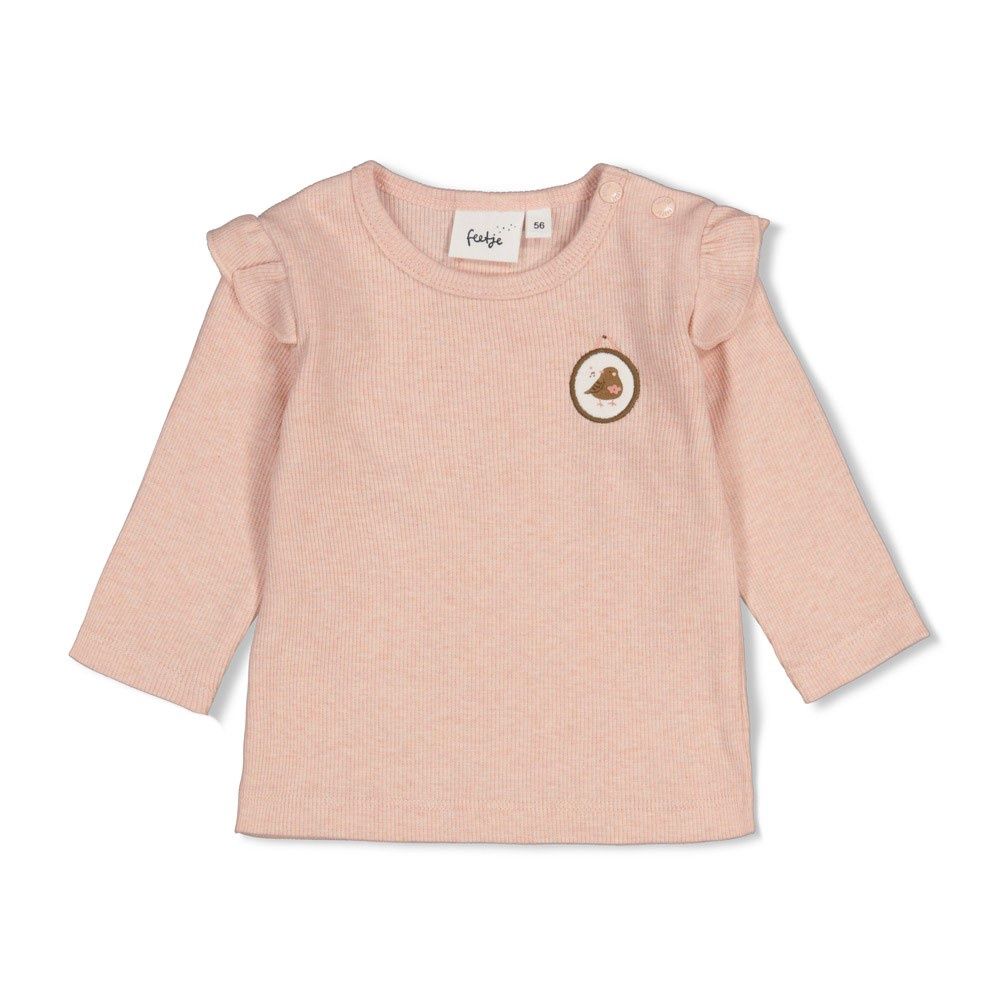 Feetje Longsleeve rib - Fall in Love Roze melange