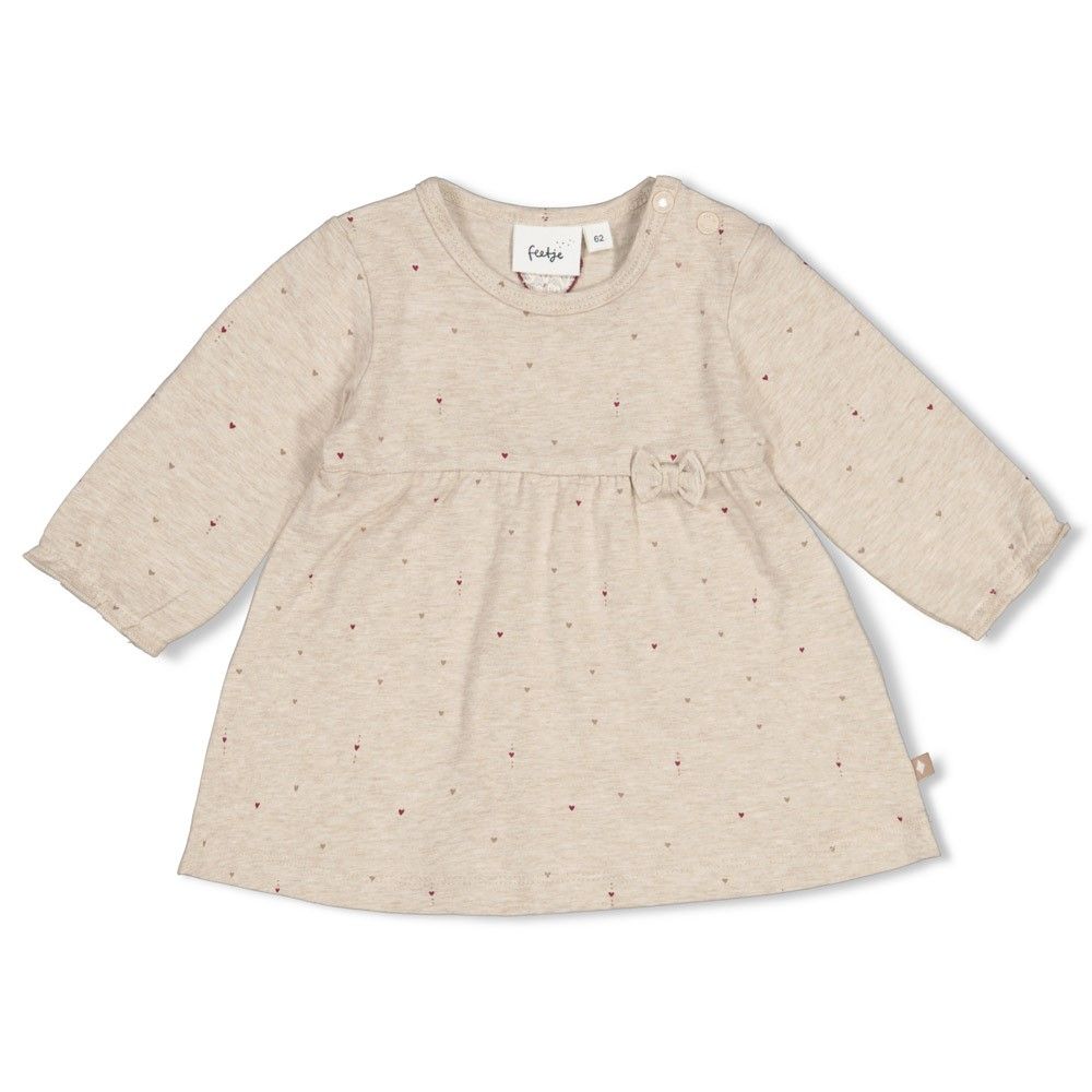 Feetje Jurk AOP - My Little Love Taupe melange