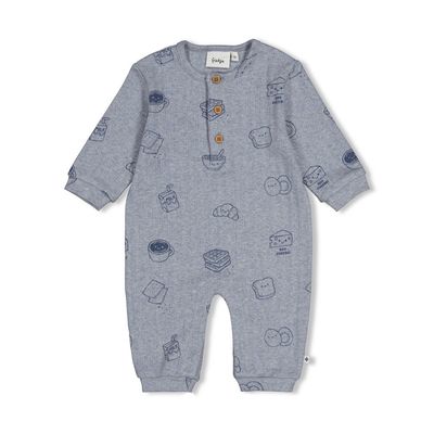 Feetje Pak rib AOP - Breakfast Buddy Blauw melange