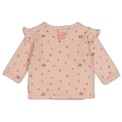 Feetje Overslagshirt pointelle rib AOP - Fall in Love Roze melange