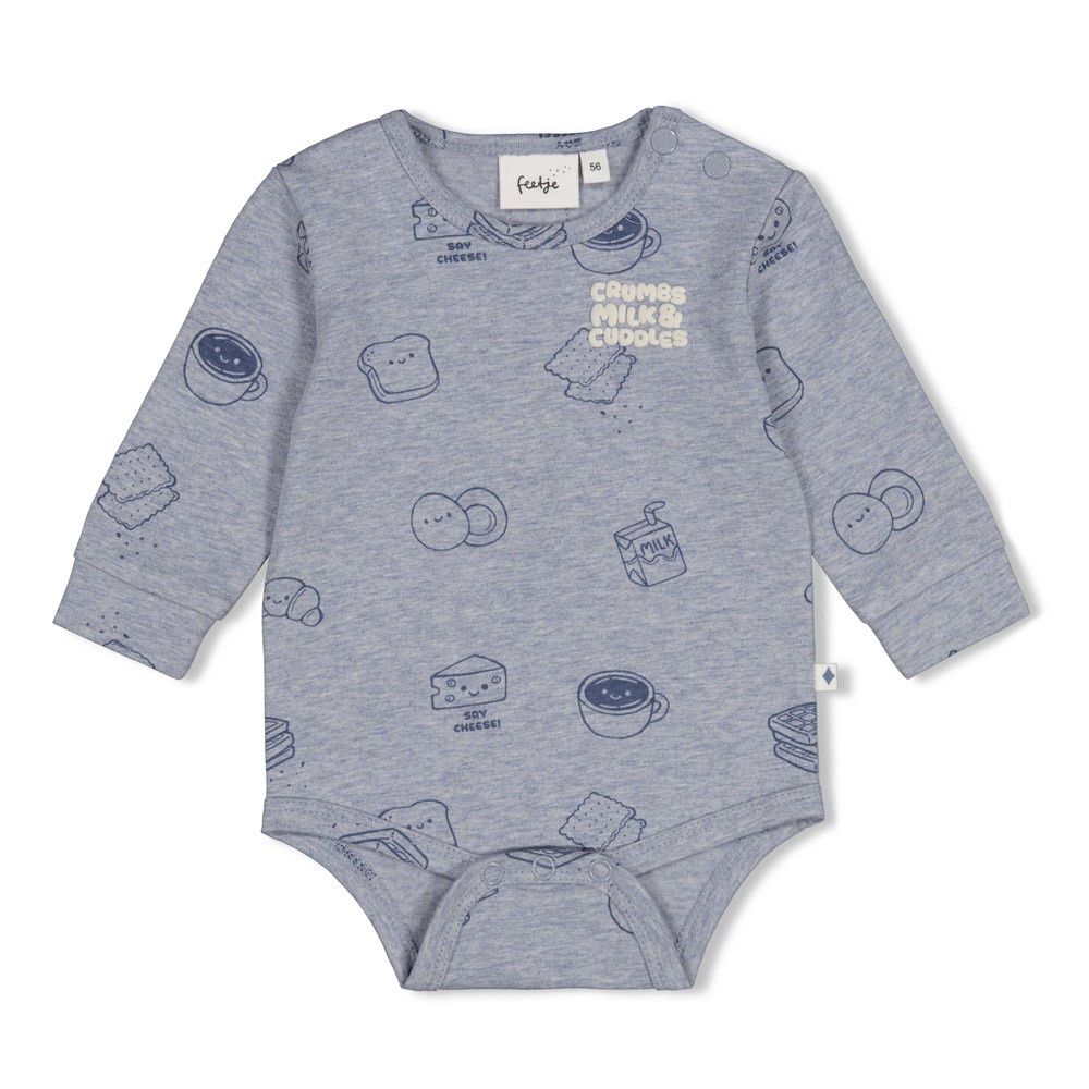 Feetje Romper AOP - Breakfast Buddy Blauw melange