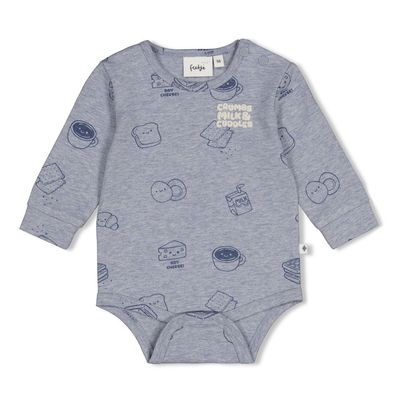 Feetje Romper AOP - Breakfast Buddy Blauw melange