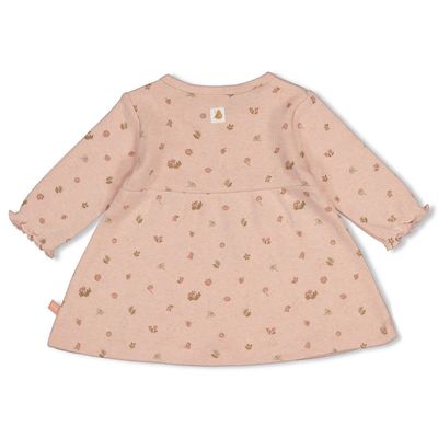 Feetje Jurk pointelle rib AOP - Fall in Love Roze melange