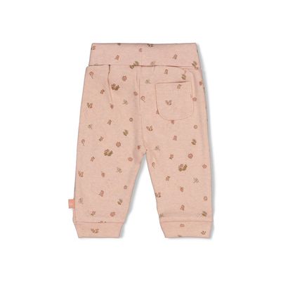 Feetje Broek pointelle rib AOP - Fall in Love Roze melange