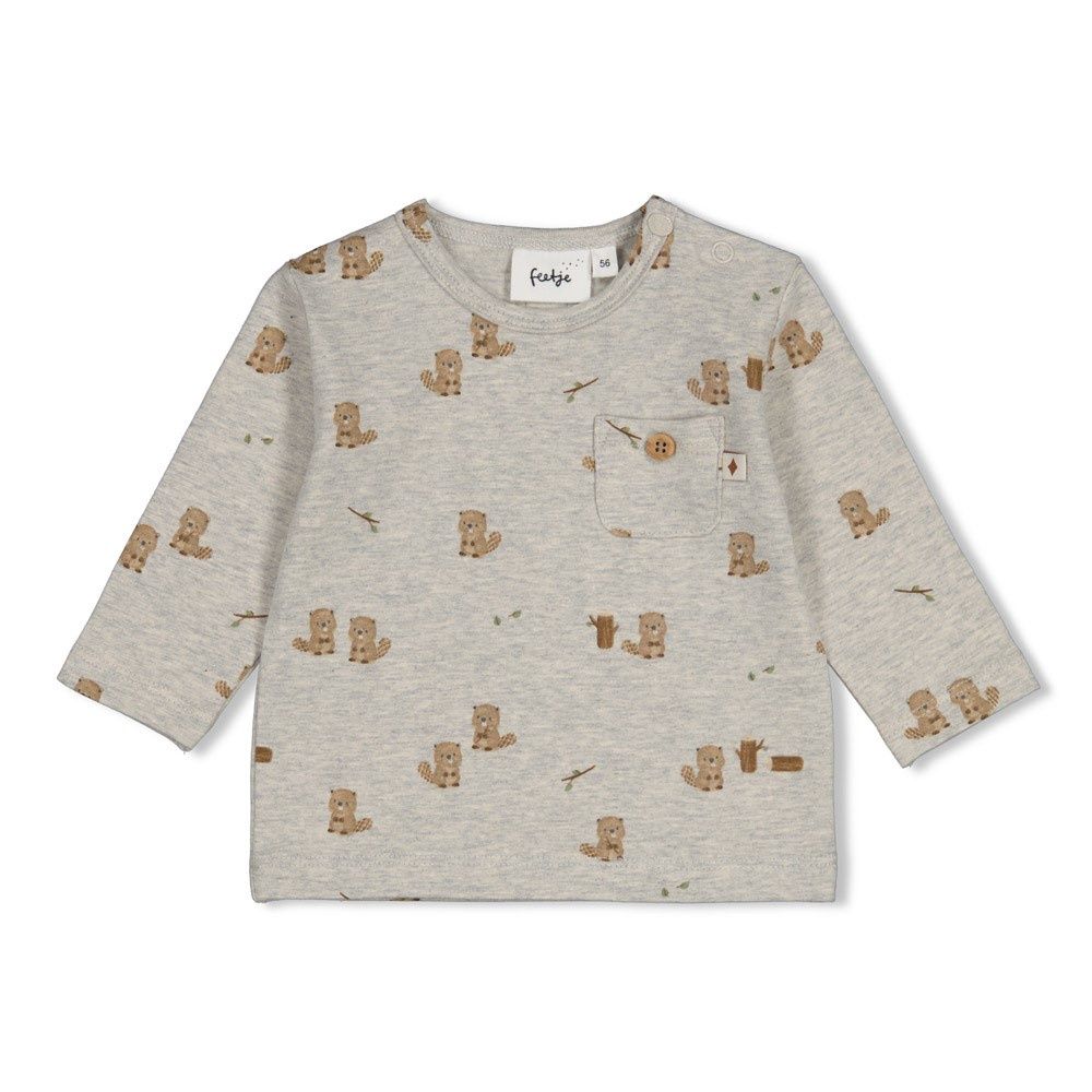 Feetje Longsleeve AOP - Tiny Timber Tales Grijs melange