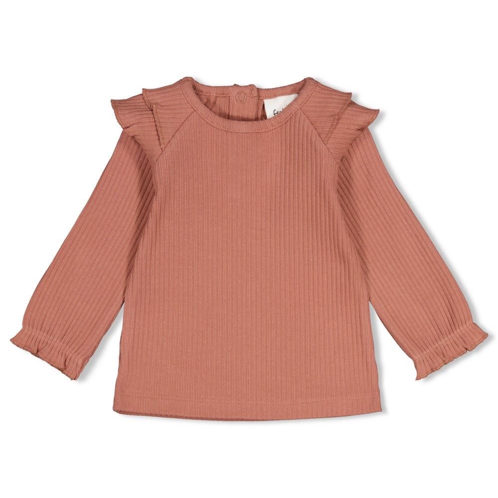 Feetje Longsleeve rib met ruches - Dress to Impress Mauve