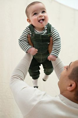 Feetje Longsleeve rib met streep - Wiggle and Waddle Groen