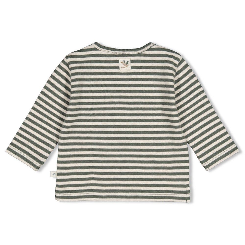 Feetje Longsleeve rib met streep - Wiggle and Waddle Groen