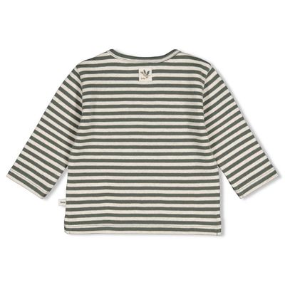 Feetje Longsleeve rib met streep - Wiggle and Waddle Groen