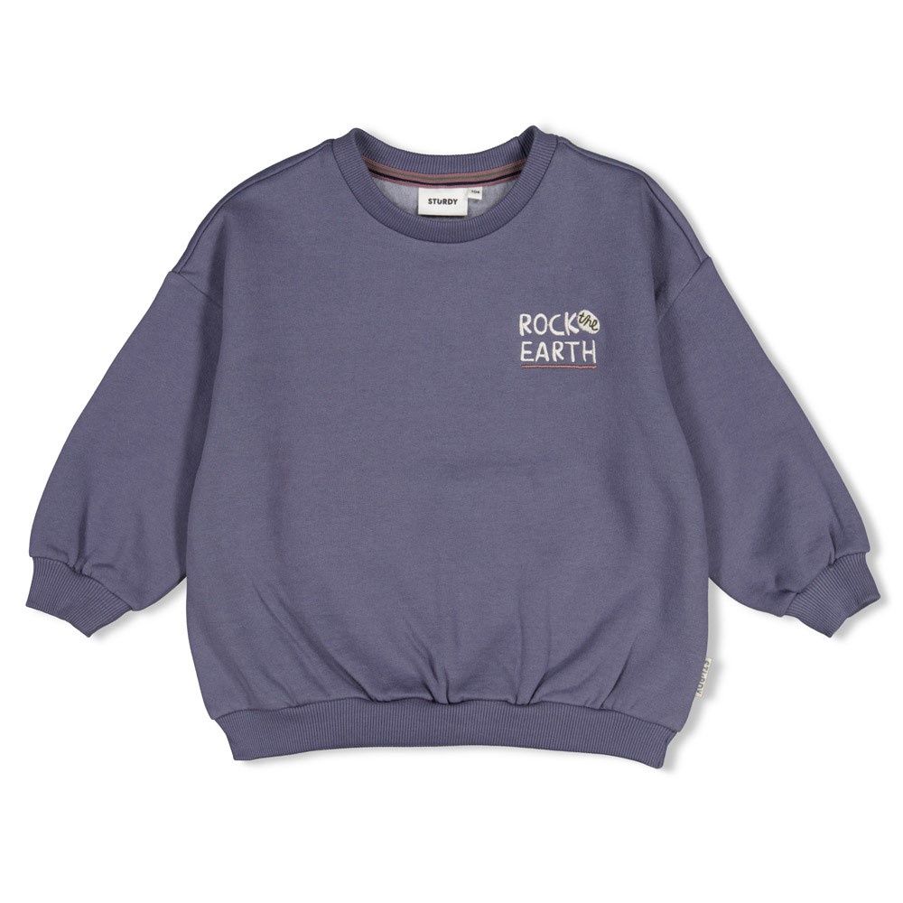 Sturdy Sweater met backprint oversized - Rock the Earth Blauw