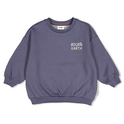 Sturdy Sweater met backprint oversized - Rock the Earth Blauw