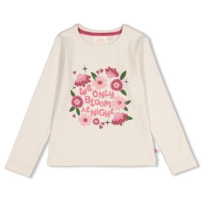 Jubel Longsleeve rib - Moon Flowers Wit