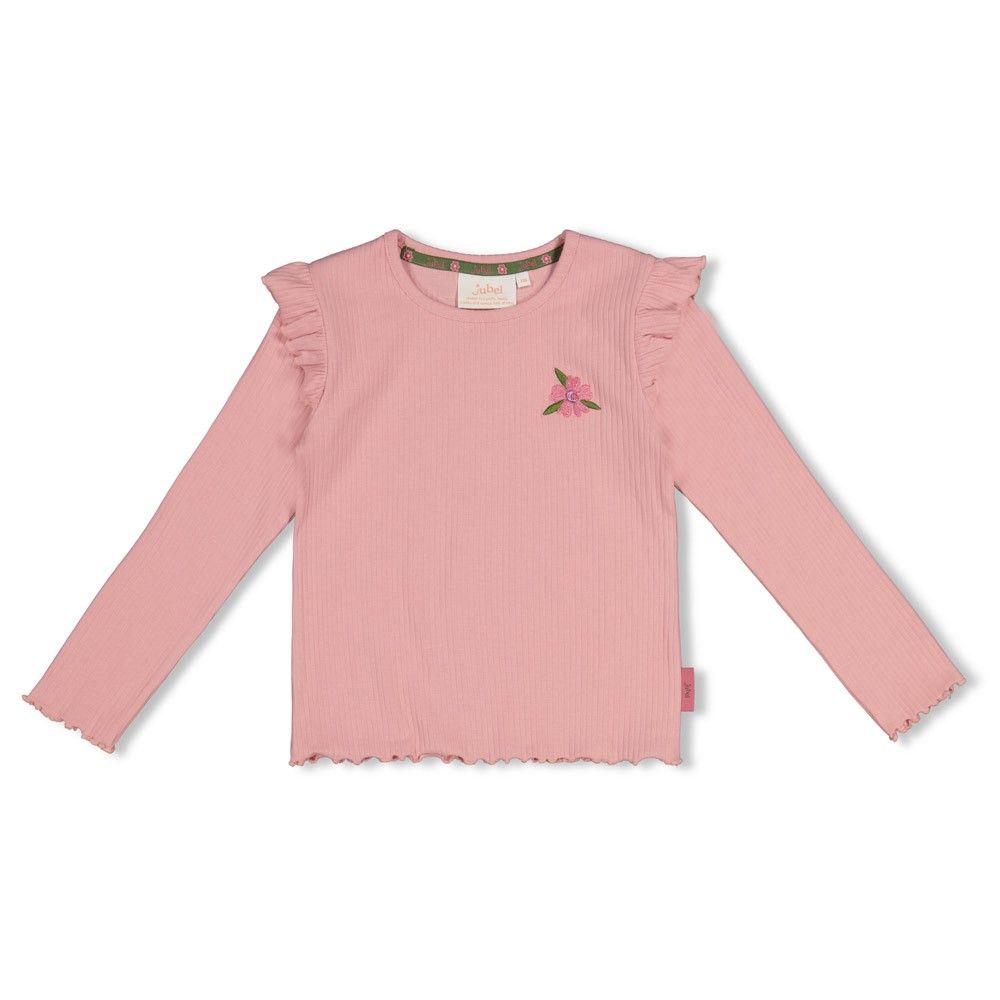 Jubel Longsleeve rib - Moon Flowers Roze