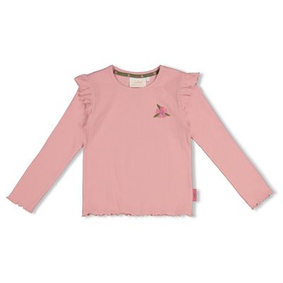 Jubel Longsleeve rib - Moon Flowers Roze