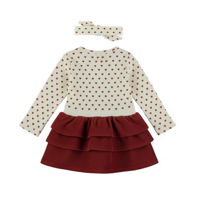 Dirkje 2 pc set, Dress ls, Headband M60479-35 Antique white
