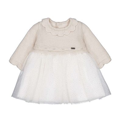Mayoral Tricot/tull dress 2809 Champagne