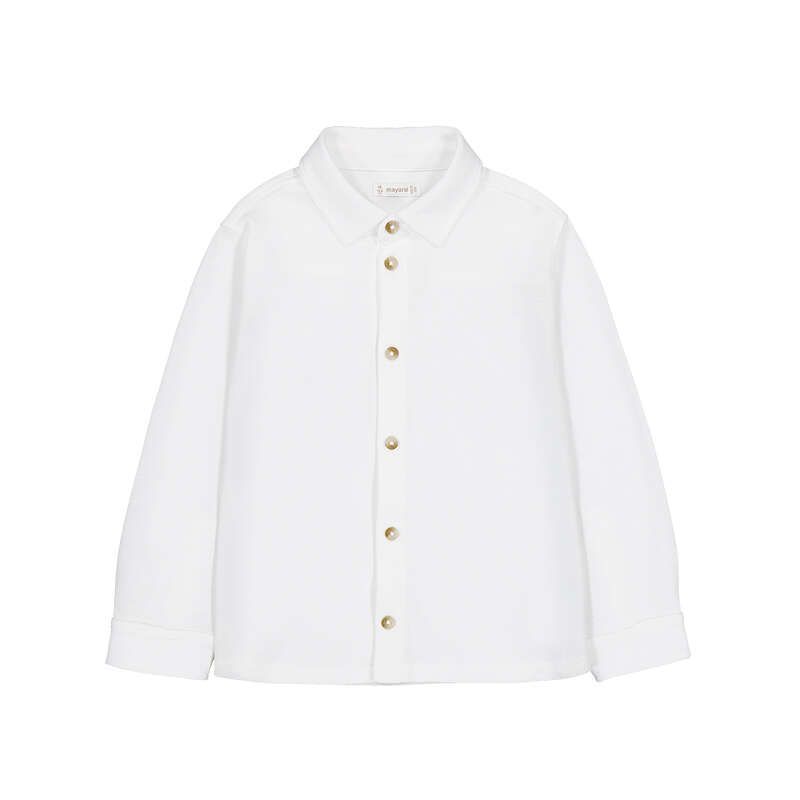 Mayoral Long-sleeve pique knit shirt 4145 White