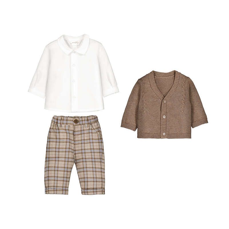 Mayoral pants and cardigan shirt set 2531 brown