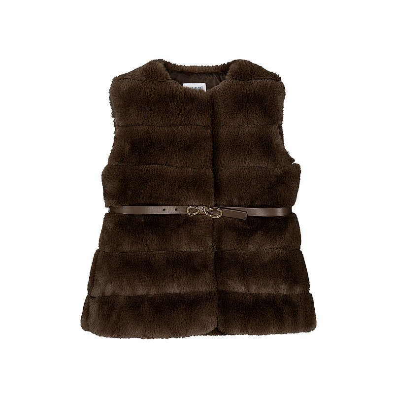 Mayoral Fur vest with belt 4328 Coffee
