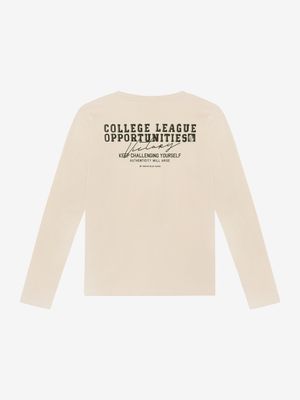 Indian bluejeans T-Shirt LS Chest and Backprint Pale Sand