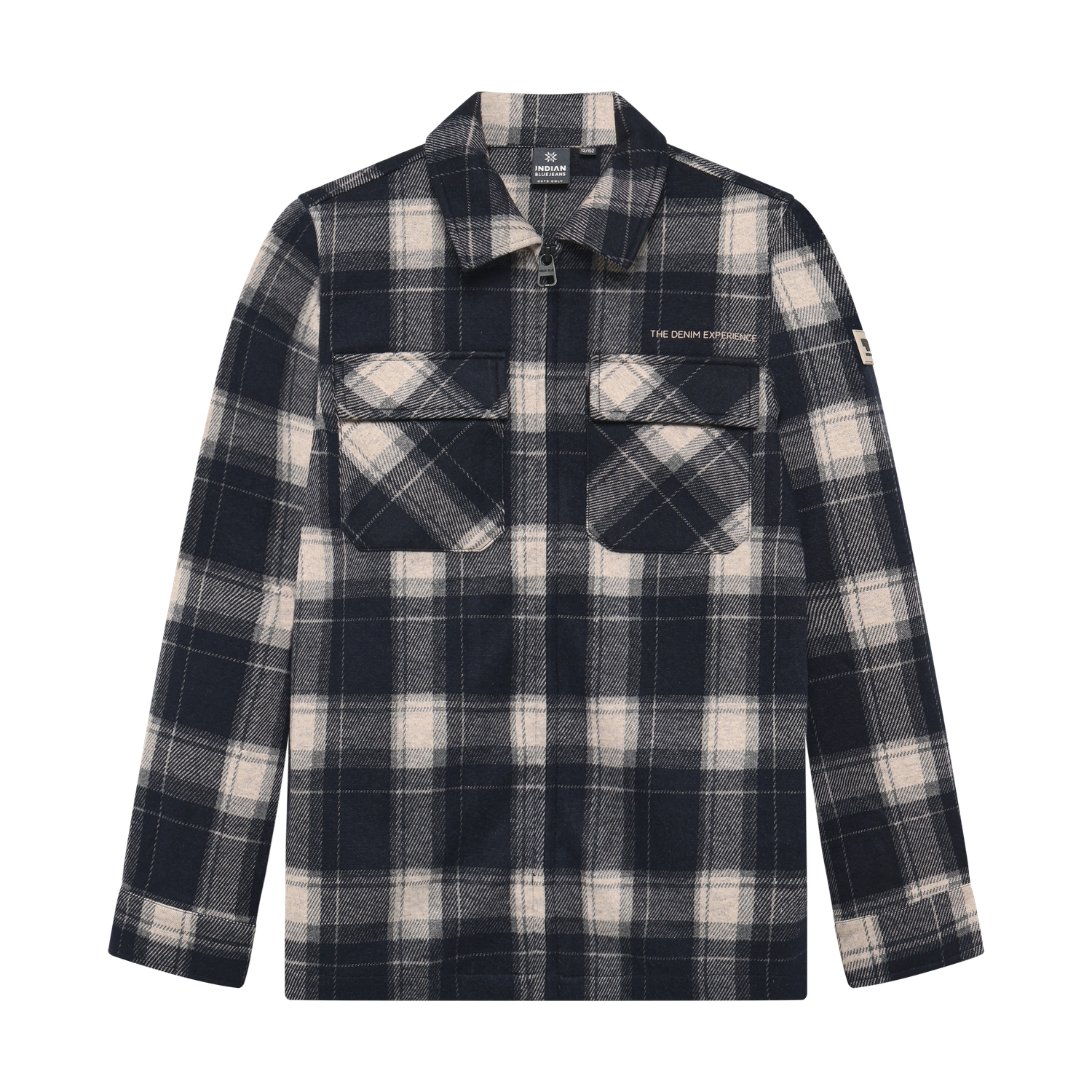 Indian Blue Jeans Shirt Jacket Zip Check Antra Ash