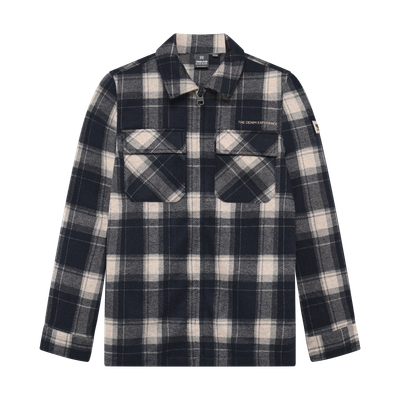 Indian Blue Jeans Shirt Jacket Zip Check Antra Ash